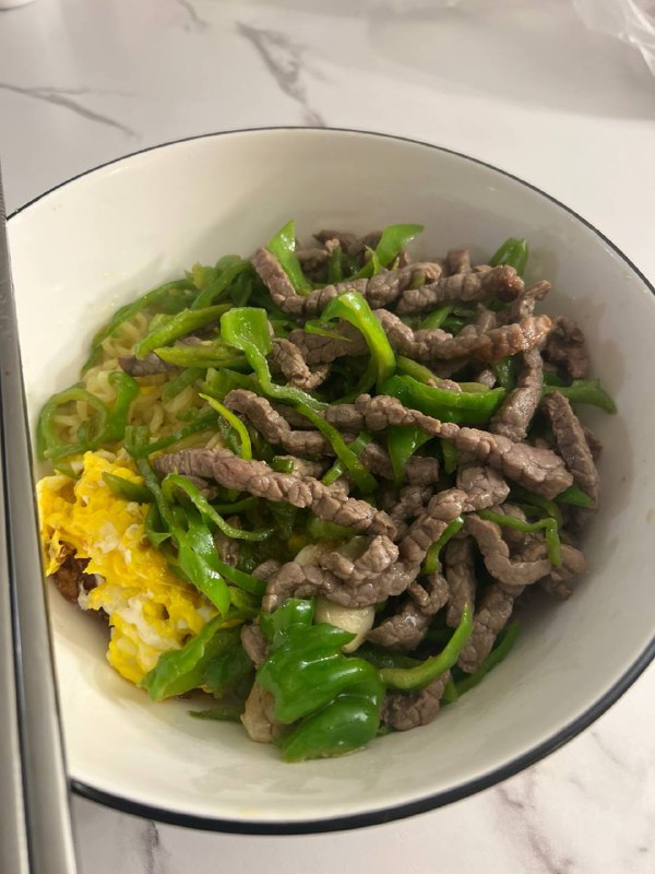 青椒肉丝盖面！#life